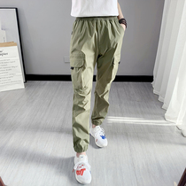Quick-drying pants Womens summer thin overalls drawstring pants closed hiking pants Outdoor sports pants hiking pants pants