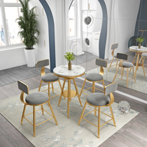 Nordic milk tea shop table and chair leisure marble small round table cafe balcony table and chair dessert shop household three-piece set