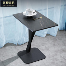 Modern simple rock board square side sofa side narrow corner light luxury living room metal marble small coffee table table