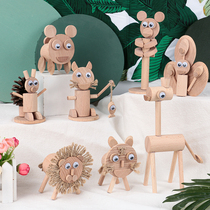 Kindergarten diy handmade materials package childrens parent-child creative animal Three-dimensional beech wood Wood semi-finished products