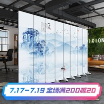 Chinese screen partition Living room Bedroom office Meeting room Simple folding mobile decoration Zen landscape folding screen