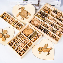 Log gift box kindergarten low structure area activity DIY natural material small wood chips dry branches handmade