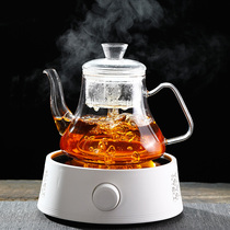 Steam tea brewer electric ceramic stove teapot thick glass high temperature resistant filter household double liner boiling teapot set