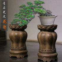 Natural bluestone white marble stone carving Antique flower stand Flower table bonsai stand base Chinese style flower stand indoor garden ornaments