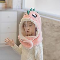 Womens autumn and winter will move rabbit ears hats scarves gloves one childrens thick warm baby windproof ear neck