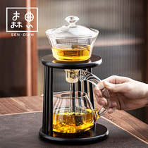Lazy glass teapot set household kung fu tea set thick heat-resistant filter single pot tea water separation tea maker