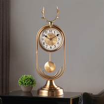 Light luxury pendulum clock clock living room clock home retro desktop desktop high-end clock fashion sitting clock ornaments