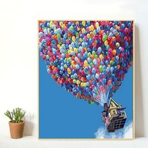diy digital oil painting hot air balloon animation oil painting decorative painting hand painting flying House Circle Travel Note hand drawn
