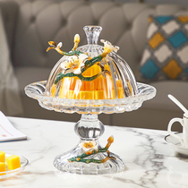 European-style enamel storage jar glass transparent candy jar with lid snack dried fruit storage jar decorative ornaments