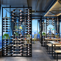Wrought red wine rack screen partition Living Room bar restaurant porch hollow simple partition wine rack cafe screen