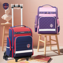 Cambridge Tree Childrens tie rod schoolbag primary school boy 1-6 grade trolley case schoolbag boy drag climbing building