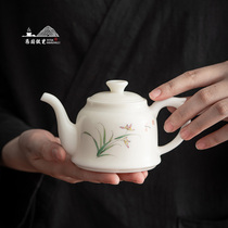 Dehui white porcelain goat Jade teapot pure hand-painted ceramic bubble teapot handmade large household kung fu tea single pot single