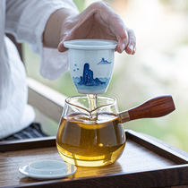 Thickened high temperature resistant glass boiling water side teapot filter Household ceramic black tea tea maker Kung Fu tea set