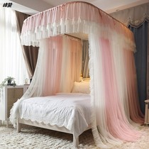2022 new U-type rail mosquito nets Home Princess Wind Lift Double floor encryption thickened Article 18m