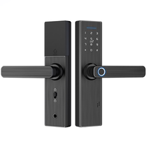 Wooden door fingerprint password swipe card Smart Lock graffiti wifi networking remote management office homestay rental room