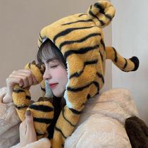 Tiger hat tail will move luminous animal headgear cow activity performance props funny cute rabbit hat selling cute