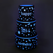 Bar luminous trolley night KTV three layer luminous birthday cake rack mobile delivery car LED trolley