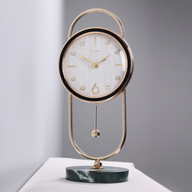 Clock home fashion living room simple European TV cabinet ornaments clock light luxury desktop clock silent quartz clock