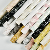 Marbled wallpaper self-adhesive 10m waterproof and oil-proof kitchen sticker Glossy living room walkway wall skirt background wallpaper