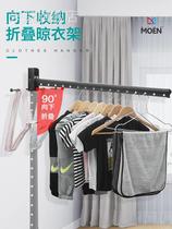 Household folding drying rack indoor simple telescopic balcony invisible clothes quilt artifact outdoor turning drying rack