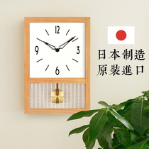 Japanese retro wall clock creative solid wood living room home Nordic time watch fashion light luxury modern simple swing