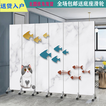 Light luxury Nordic screen Wooden craft partition company hotel Living room Office Bathroom occlusion Feng Shui folding screen