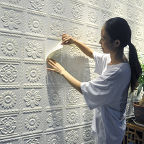 Pastoral style wallpaper self-adhesive waterproof moisture-proof 3D three-dimensional wall sticker warm bedroom living room background wall wallpaper foam