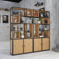 Nordic wrought iron bookshelf creative partition living room shelf partition locker storage office display rack customization