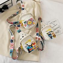 Cartoon Kid Packs Cute Little Satchel Fashion Men And Women Han Edition Canvas Children Skew Backpack Baby Chest Bag Tide