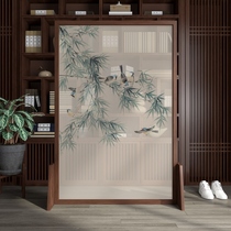New Chinese screen partition living room bedroom shelter modern simple home entrance solid wood mobile seat screen