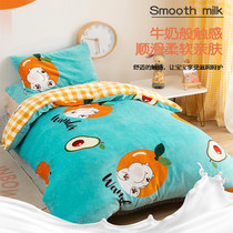 Kindergarten quilt three-piece plus velvet children nap milk velvet double-sided coral velvet six-piece baby autumn and winter Velvet