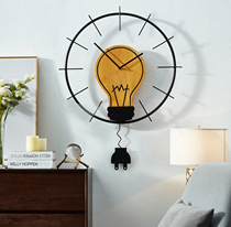 Light luxury wall clock living room personality creative simple decorative wall home watch Nordic art fashion trend light bulb clock