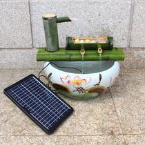 Bamboo tube water heater Solar water pump Filter water slurry circulation Bamboo ornaments Garden fish tank rockery fish farming ideas