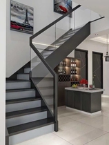 Wildley light luxury stairs custom home indoor handrail rotating glass villa duplex loft step board stairs