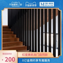 Mei step factory custom steel wood straight ladder glass guardrail Villa overall solid wood Indoor stairs custom free measurement