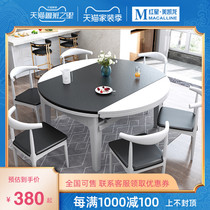 Nordic Wind Fire stone dining table and chair combination small apartment multi-function foldable telescopic belt induction cooker dining table