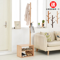  Door coat rack Floor shelf Bedroom bedside table Shoe cabinet hanger One-piece combination shoe stool hanger