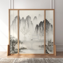 New Chinese solid wood mobile screen partition living room Simple modern entrance door entrance cloth landscape seat screen occlusion
