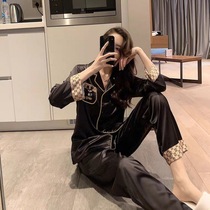 Pajamas women autumn ice silk long sleeve silk students Korean cute spring and summer can wear women's home clothing suit