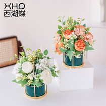 ins iron art light and luxurious dry flowers bouquet high-end emulation floral swing pieces fake flower table living-room decoration flower furnishing