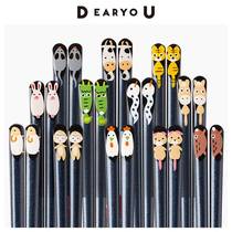 Japan imported twelve zodiac chopsticks cartoon Japanese pointed wooden chopsticks couple couple gift home single set