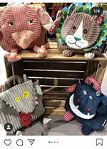 Deglingos French animal childrens small school bag baby kindergarten light fabric corduroy backpack