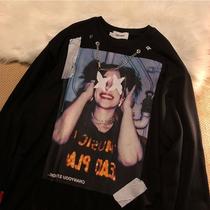 European and American retro streets hip-hop street hiphop long sleeve T-shirt male and female oversize loose tide cards
