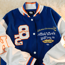 vintage American retro national tide men and women letter embroidery niche design sense jacket street baseball suit coat