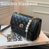 Chao brand Lingge small square bag pearl chain bag small bag female 2021 New all one shoulder shoulder bag mobile phone bag