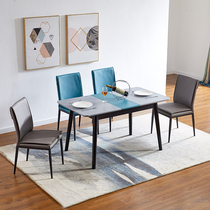 Creative folding dining table modern simple black retractable rectangular frosted dining table small household