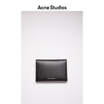 Acne Studios black minimalist mini portable cowhide double fold wallet card bag CG0099-900