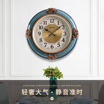 European living room wall clock light luxury metal fashion dial personality mute wall clock large household atmospheric clock