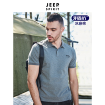 Jeep Jeep short-sleeved t-shirt mens paradox spinning ice hemp new summer thin section quick-drying air-permeable lapel POLO shirt