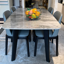 Italian Nordic light luxury Rock board table scratch-resistant rectangular solid wood dining table and chair combination household small apartment marble